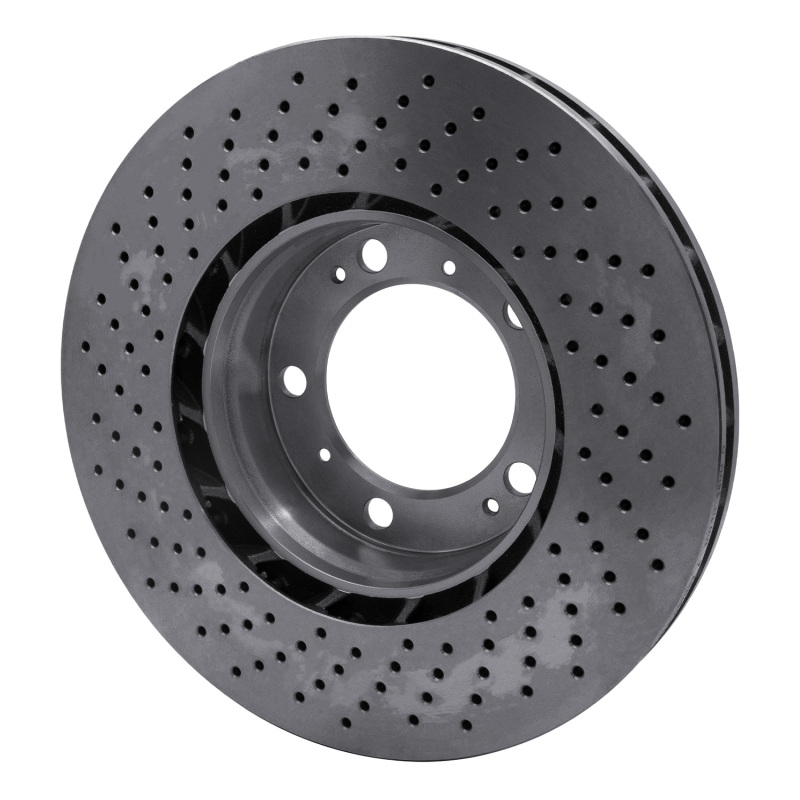 Porsche 911 Brake Rotor (1) - Right Front - R1 Concepts - Drilled GeoSPEC Coated - `98-`12